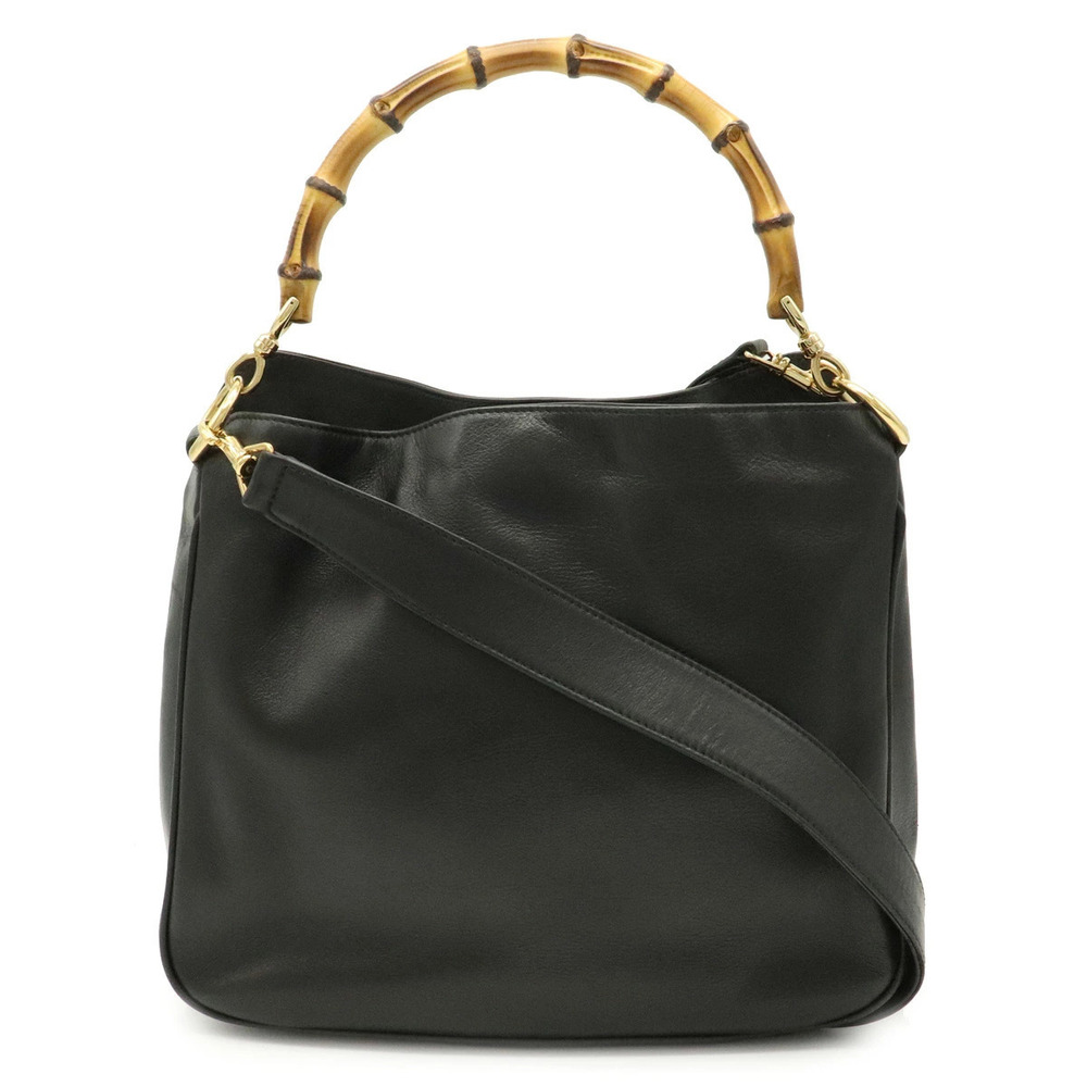 Gucci Bamboo Handbag Crossbody Bag Leather Black
